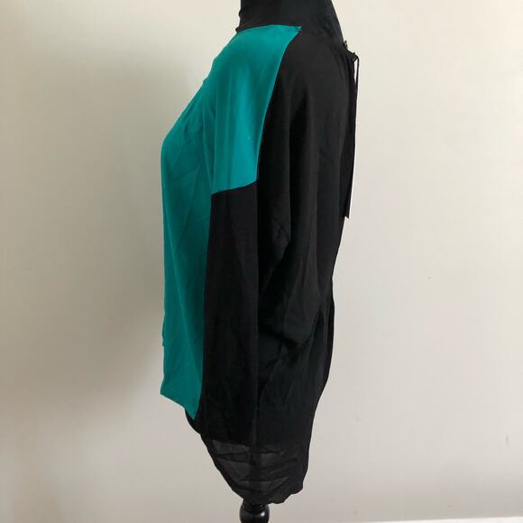 Three Eighty Two Women's Colorblock Long Sleeve Tunic Top XS Black/Teal‎ NWT - Picture 7 of 8